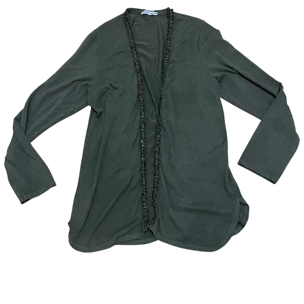 Tempo Paris‎ Olive Green Open Front Long Sleeve Cardigan Women's One Size